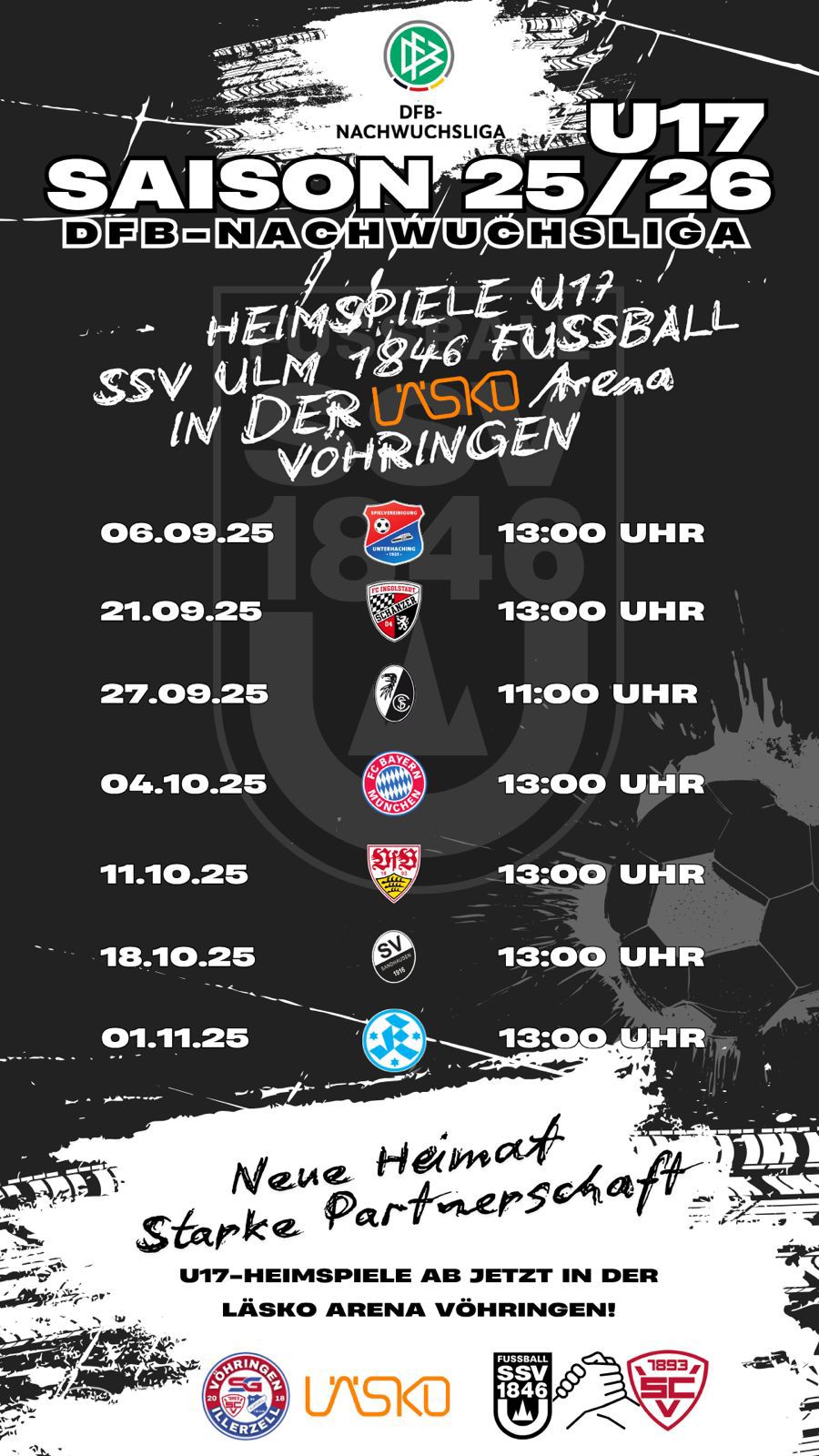 SSV Ulm 1846 Fussball, Saison 2025/26 DFB-Nachwuchsliga U17 Heimspiele in Vhringen, LSKO-Arena